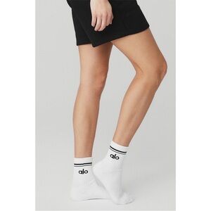 Alo Yoga Unisex Throwback Sock White Black Sz M W 8-11.5 M 6.5-10 NEW